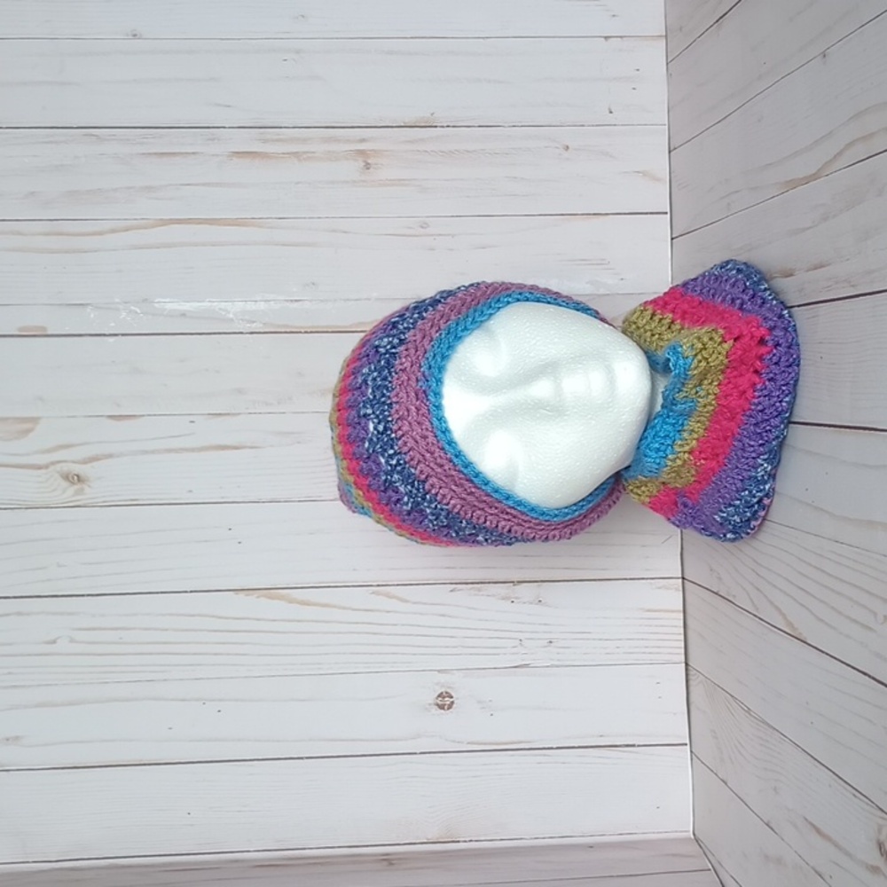 Hand crocheted beanie with a faux fur pom and cowl scarf set